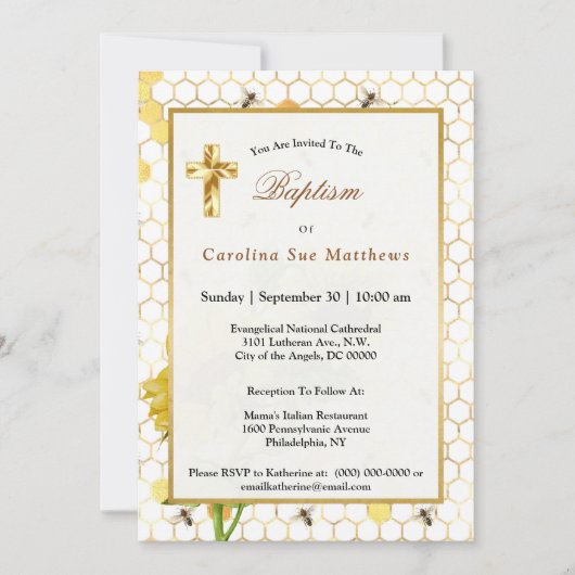 ひまわりイエローハニーハチミツ黄金の洗礼 招待状 (正面)
