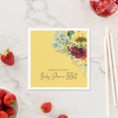 ひまわりイエローフローラ裏庭BBQベビーシャワー スタンダードカクテルナプキン (インサイチュ)