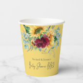 ひまわりイエローフローラ裏庭BBQベビーシャワー 紙コップ (裏面)