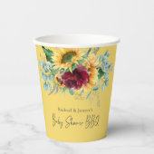 ひまわりイエローフローラ裏庭BBQベビーシャワー 紙コップ (正面)