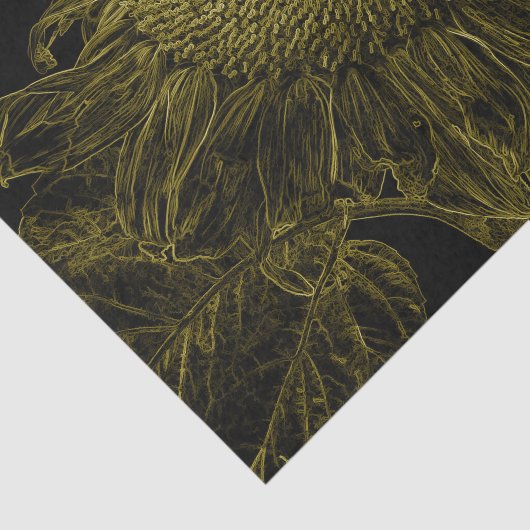 ひまわりイエローブラックフローラアールデコページ 薄葉紙 (詳細)