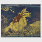 ひまわりイエローブルースケッチアートヴィンテージアンティーク ラッピングペーパー (フラット)