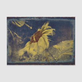 ひまわりイエローブルースケッチアートヴィンテージアンティーク 薄葉紙