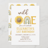 ひまわりイエローワイルドワン誕生日 招待状 (正面/裏面)