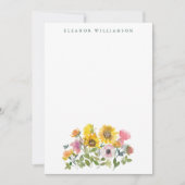 ひまわりイエロー水彩オーダーメイド ブライダルシャワー サンキューカード (正面)