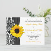 ひまわりイエロー白黒ダマスクウェディング 招待状 (スタンド正面)