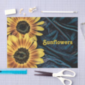 ひまわりイエロー素朴レトロブルーデニムジーンズ 薄葉紙 (クラフト)