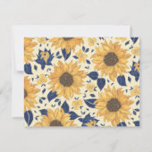 ひまわりイエロー ブルー ブライダル シャワー カスタム ネーム サンキューカード (裏面)