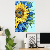 ひまわりイラストレーションポスター ポスター (ホームオフィス)