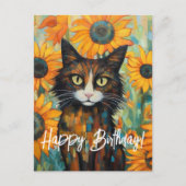 ひまわりウイスカーズディライト猫好き誕生日 ポストカード (正面)