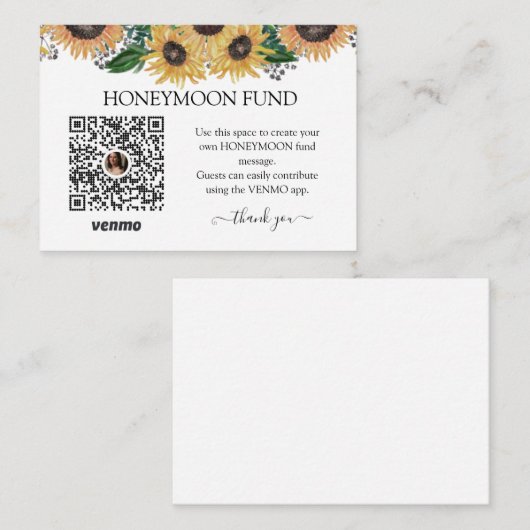 ひまわりウェディングカラー ハニームーンファンド エンクロージャーカード (正面/裏面)