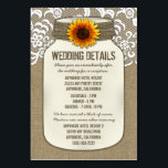 ひまわりウェディングレセプションカード テーブルナンバー<br><div class="desc">Sunflower   Mason Jar Wedding Reception & Hotel Accommodation Cards – これらの詳細カードを含め、お客様に披露宴の場所、披露宴のタイムライン、およびホテルの情報を知らせることで、計画を容易にする。</div>