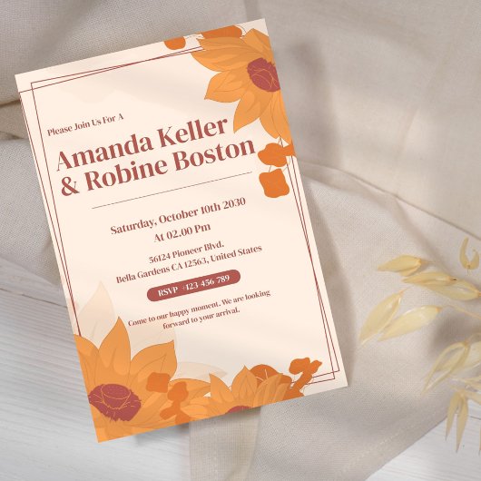 ひまわりウェディング招待状 招待状