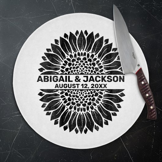 ひまわりウェディング オーダーメイド名 & 日付 カッティングボード
