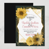 ひまわりウェディング ソフトカラー カスタマイズ ゴールドフレーム 招待状 (正面/裏面)