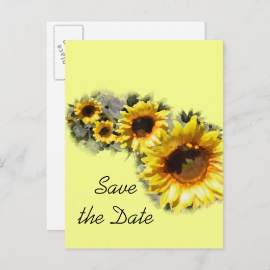 ひまわりウエディングの行日付を保存 案内ポストカード (正面/裏面)
