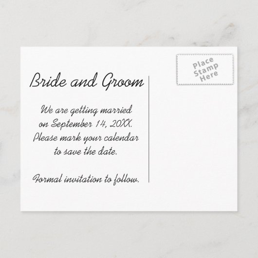 ひまわりウエディングの行日付を保存 案内ポストカード (裏面)