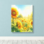 ひまわりウォールアートの庭 – ラップされたキャンバス キャンバスプリント (インサイチュ (ウッドフロア))