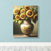 ひまわりウォールアート - キャンバスに包まれたもの キャンバスプリント (インサイチュ (ウッドフロア))