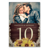 ひまわりウッドアイボリーレースフォト結婚ズ テーブルナンバー (裏面)