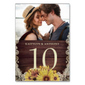 ひまわりウッドアイボリーレースフォト結婚ズ テーブルナンバー (正面)