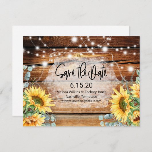 ひまわりウッドウェディングザデイト招待状 セーブザデート (正面/裏面)