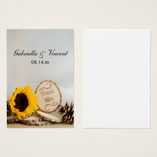 ひまわりウッドランドサンキューホテル結婚式の引き出物ラベル (正面&裏面)