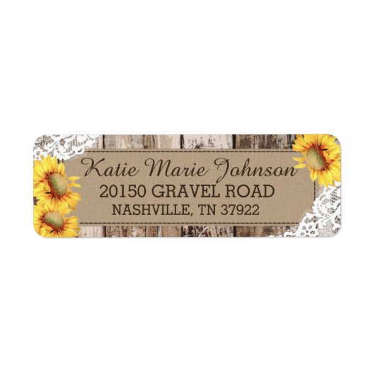 ひまわりウッドレース素朴のラ結婚ベル ラベル (正面)