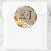 ひまわりウッドレース素朴カントリーウェディングラベル ラウンドシール (バッグ)