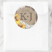 ひまわりウッドレース素朴カントリーウェディングラベル ラウンドシール (バッグ)