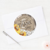 ひまわりウッドレース素朴カントリーウェディングラベル ラウンドシール (封筒)