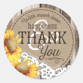 ひまわりウッドレース素朴カントリーウェディングラベル ラウンドシール