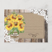 ひまわりウッドレース素朴カントリー日付を保存 案内ポストカード (裏面)