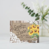 ひまわりウッドレース素朴カントリー日付を保存 案内ポストカード (スタンド正面)