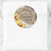ひまわりウッドレース素朴ブライダルシャワーラベル ラウンドシール (バッグ)