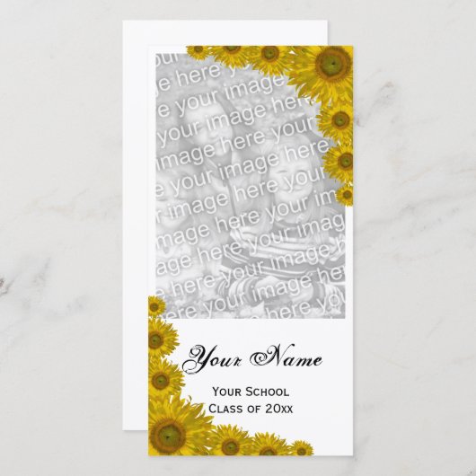 ひまわりエッジ卒業発表フォトカード 案内状 (正面/裏面)