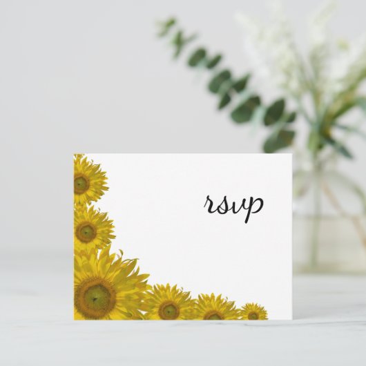 ひまわりエッジ結婚式RSVP応答 インビテーションポストカード (スタンド正面)