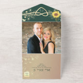 ひまわりエメラルドグリーン結婚ズ オールインワン招待状 (外側)