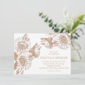 ひまわりエレガンス |ミニマルバラ結婚金ゴールド 招待状 (スタンド正面)