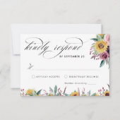 ひまわりエレガントとバラブルゴーニュフローラ結婚ズ 出欠カード (正面)