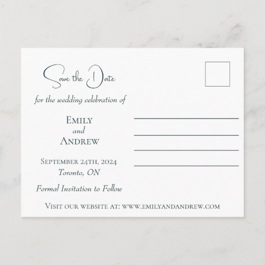 ひまわりエレガントと水彩緑 インビテーションポストカード (裏面)