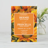 ひまわりエレガントと白タイポグラフィ結婚ズ 招待状 (スタンド正面)