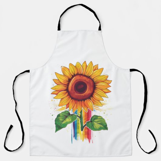 ひまわりエレガントのある美しいプリント エプロン (正面)