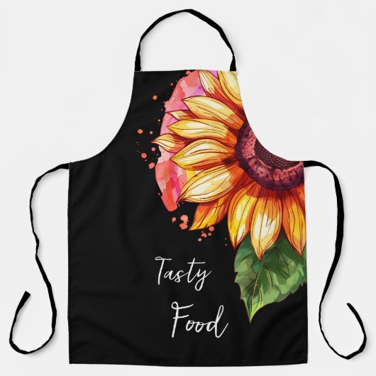 ひまわりエレガントのある美しいプリント エプロン (正面)