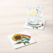 ひまわりエレガントのある美しいプリント スクエアペーパーコースター (インサイチュ)
