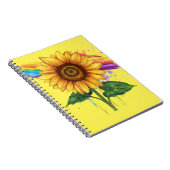 ひまわりエレガントのある美しいプリント ノートブック (右側)