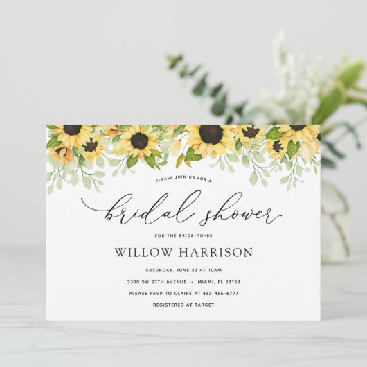 ひまわりエレガントのブライダルシャワーへの招待 招待状 (スタンド正面)