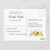 ひまわりエレガントのユーカリフローラ結婚式RSVP ポストカード (裏面)