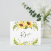 ひまわりエレガントのユーカリフローラ結婚式RSVP ポストカード (スタンド正面)