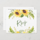ひまわりエレガントのユーカリフローラ結婚式RSVP ポストカード (正面/裏面)